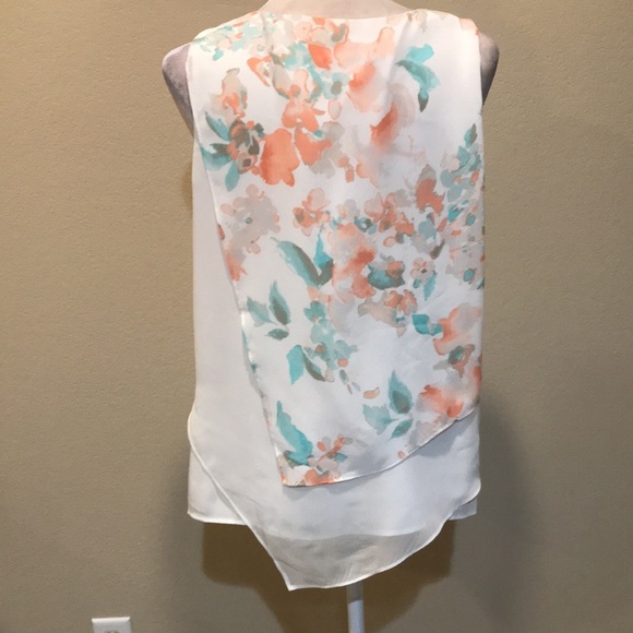 NWT Calvin Klein Water Color Asymmetric Layered Hem Sheer Sleeveless Top-M - Picture 3 of 8